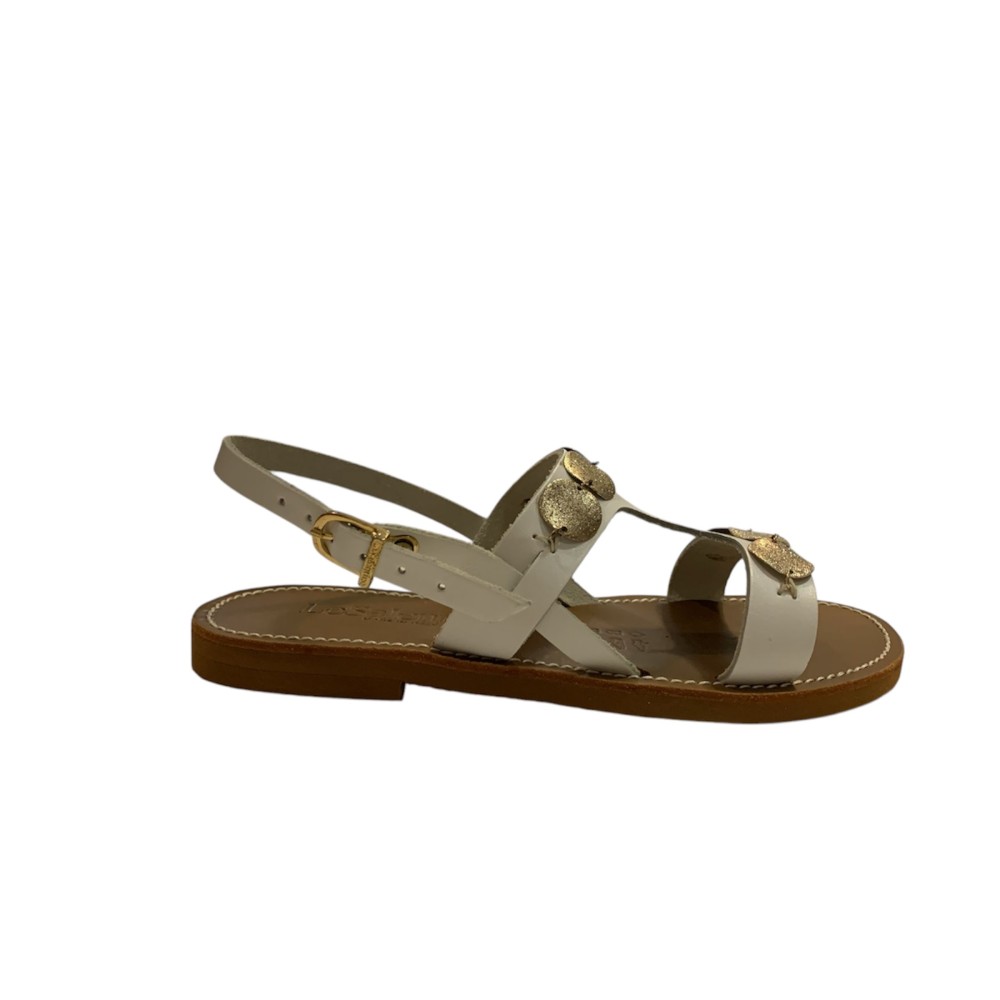 SANDALI LE SALENTINE BIANCO MONETINE ORO