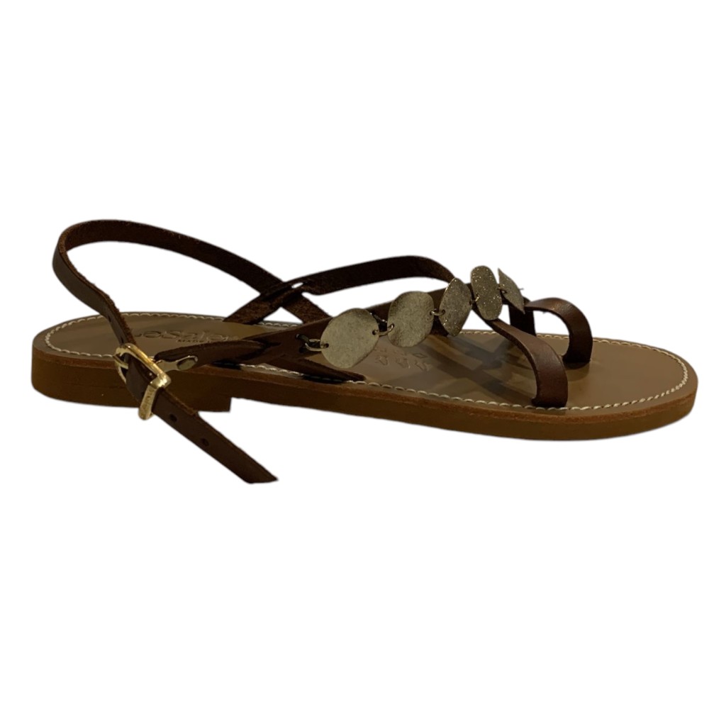 SANDALS LE SALENTINE BROWN COINS GOLD