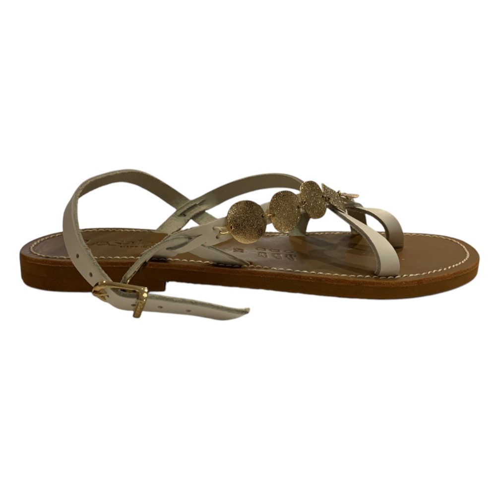 SANDALS LE SALENTINE WHITE COINS GOLD